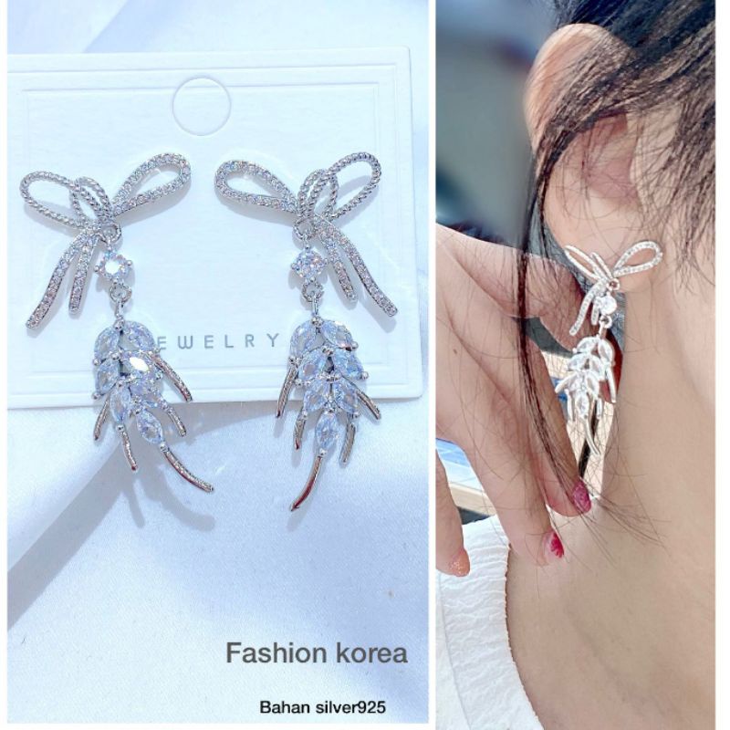 Anting Silver925 Perak mata tanam kilau mirip emas asli Premium Quality Anti Karat anti alergi S601