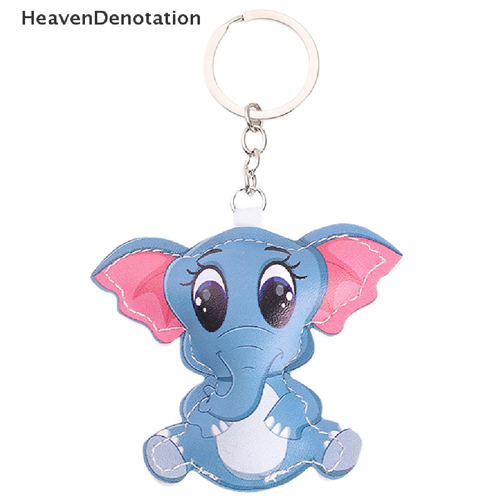 [HeavenDenotation] Kawaii Kartun Gantungan Kunci Kulit PU Lucky Cat Fox Dinosaurus Bulldog Key Chain Bag Pendant Keyring Hadiah HDV