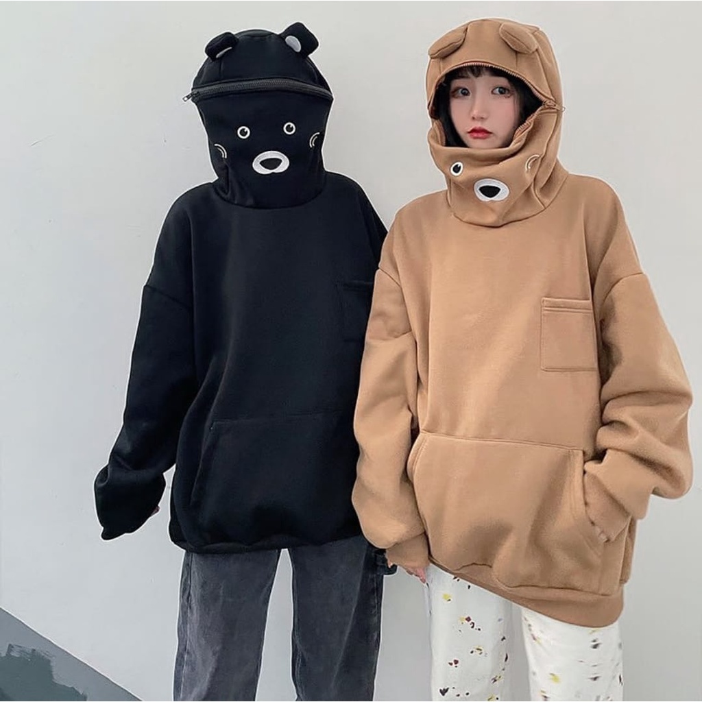 CANDY BEAR HOODIE SWEATER OVERSIZE WANITA LUCU KEKINIAN / SWEATER WANITA KOREAN STYLE