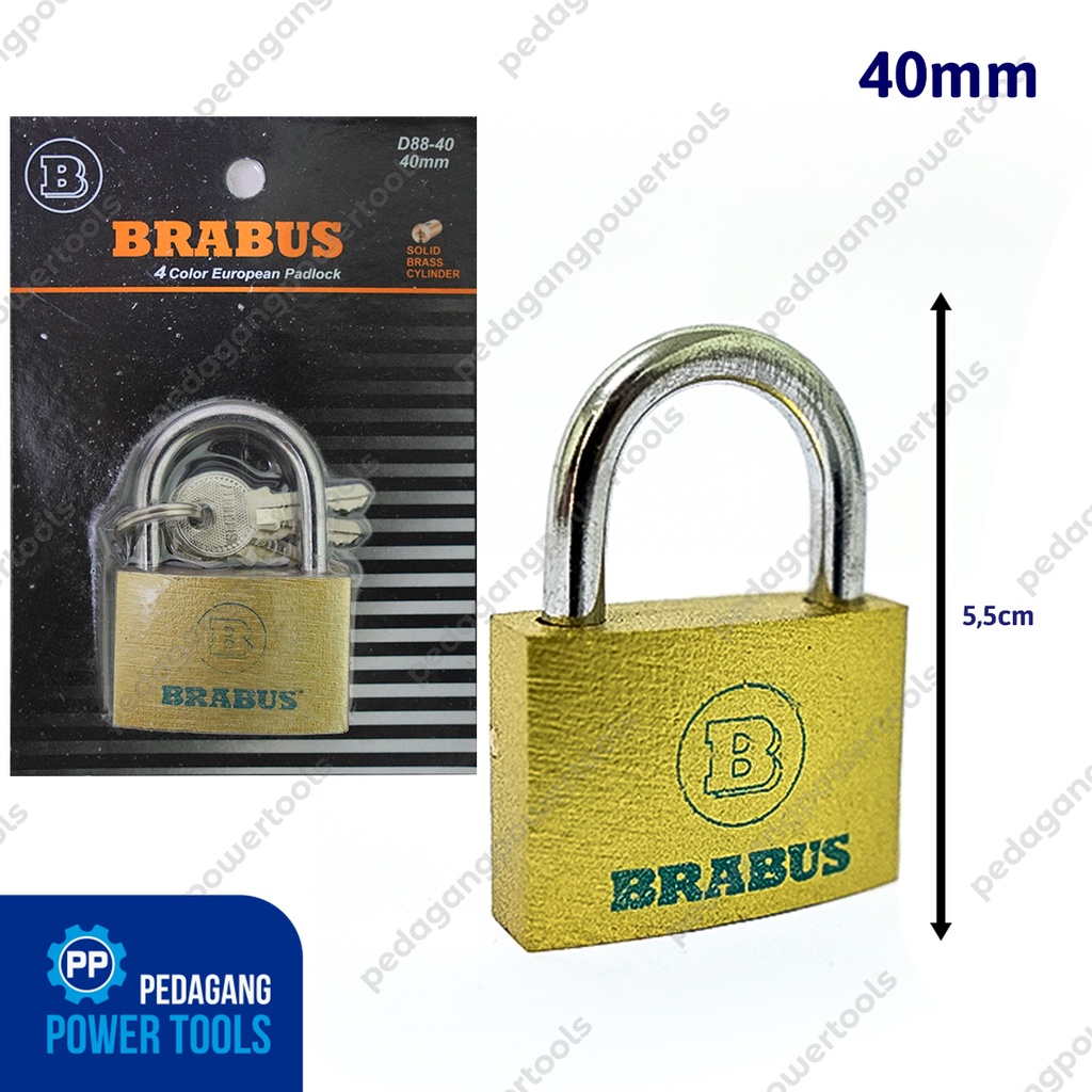 BRABUS GEMBOK KUNING 40 MM LEHER PENDEK KUNCI PAGAR RUMAH BESI PADLOCK