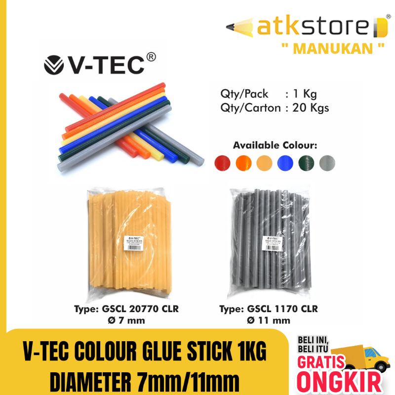 

V TEC Colour Glue Stick Type GSCL 1170(11mm) GSCL 20770 (7mm) || isi lem tembak warna ukuran 7mm/11mm