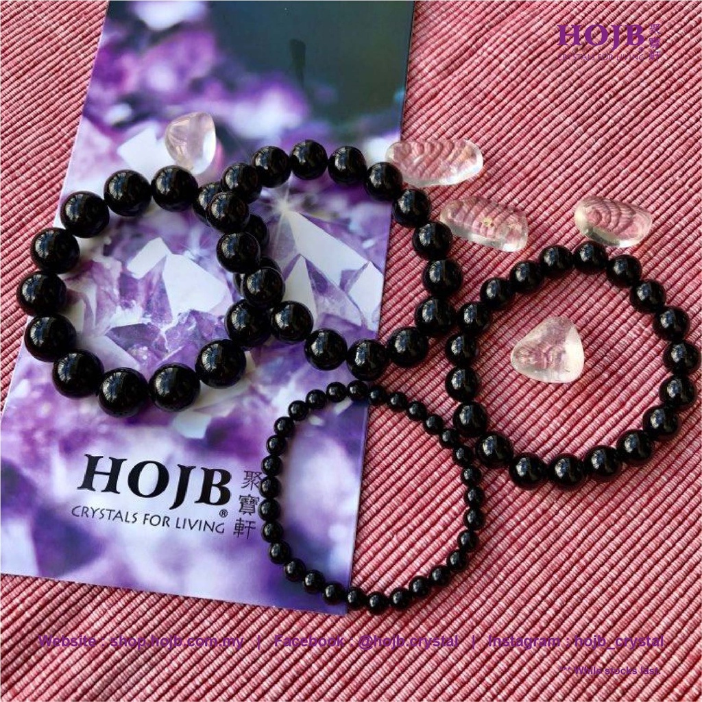 Gelang Natural Black Tourmaline 4A Beads Bracelet 4-10mm