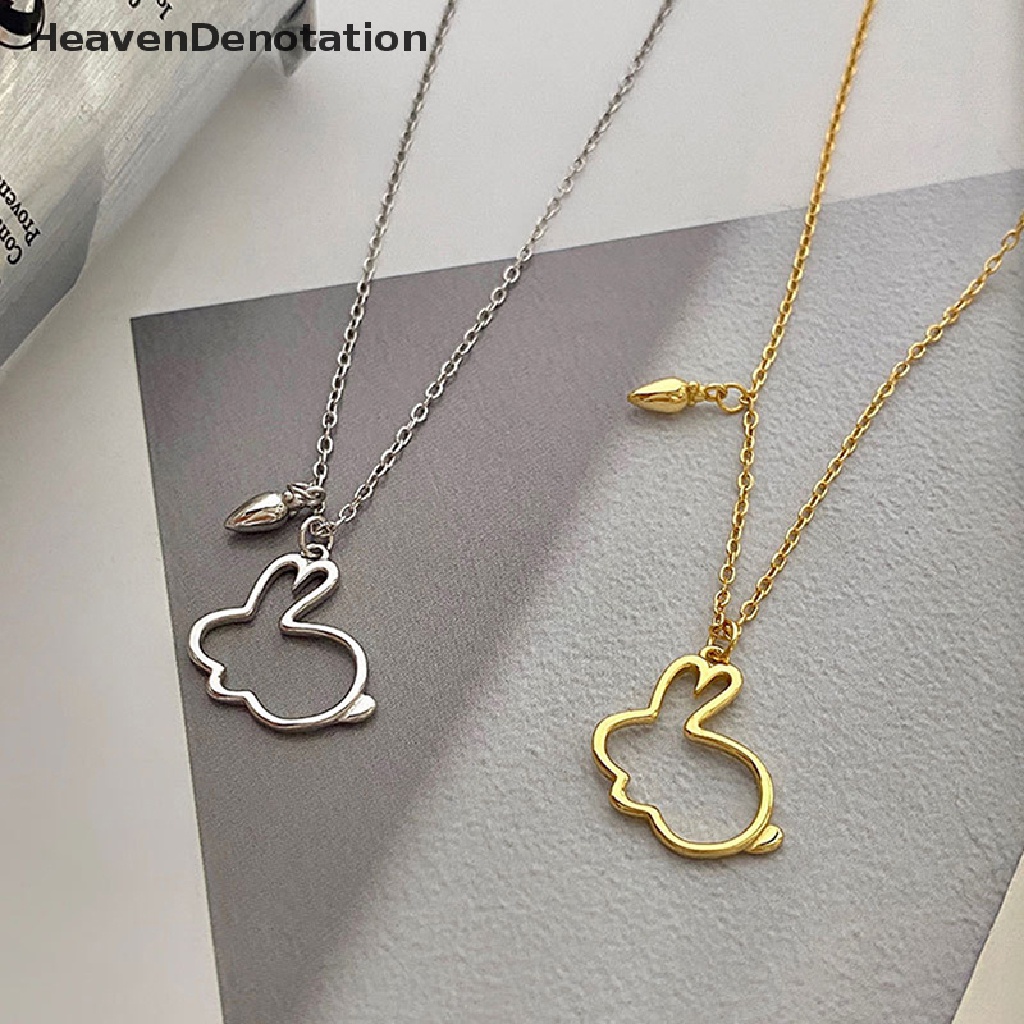 [HeavenDenotation] Zodiak Kelinci Liontin Kalung Perempuan Choker Aksesoris Lobak Berongga Keluar Lucu Fashion Perhiasan Hadiah Perak Klavikula Kalung HDV