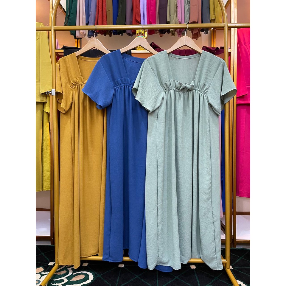 DARANIA STORE Daster Fuji Bahan Crinkle Airflow | Long Dress Fuji Daster Busui Jumbo Terbaru 2023