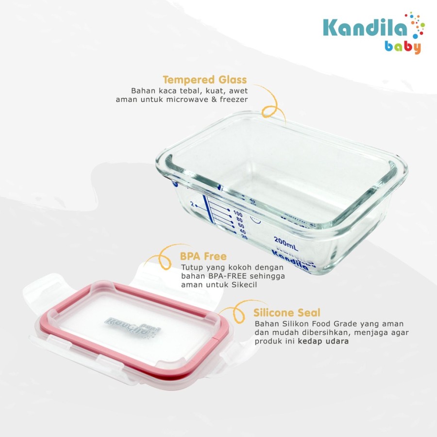 Kandila Baby Glass Food Container / Tempat Makanan Bayi