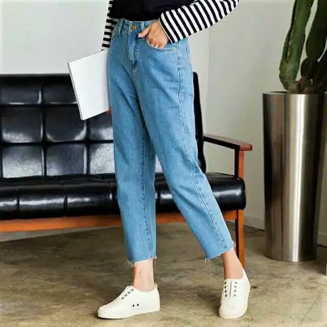 Celana Jeans Boyfriend Wanita Unfinished / Highwaist Boyfriend Jeans Unfinished/ Hw Boyfriend Jeans