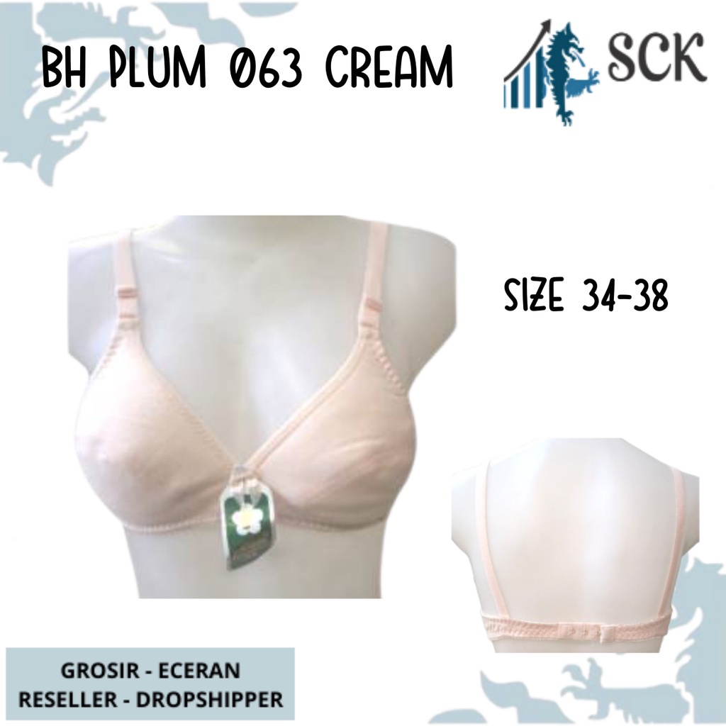 BH PLUM 063 Size 34-38 Warna Cream Kait 1 / BH Busa Tipis Tanpa Kawat Original - sckmenwear GROSIR