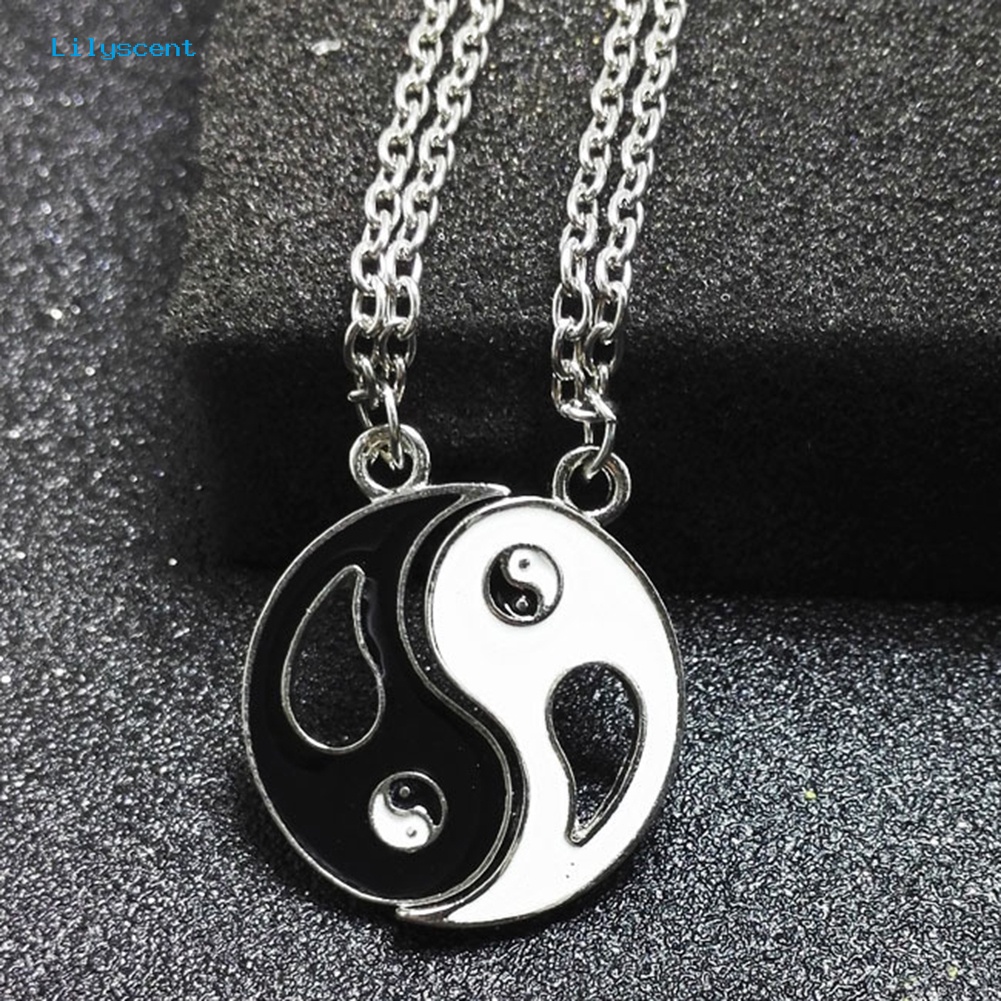 [LS] 2pcs/set Unisex Taiji Bagua Liontin Pencocokan Kalung Adjustable Perhiasan Hadiah