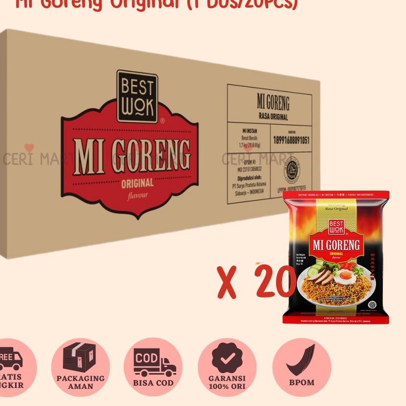 

✻ Best Wok Mi Mie Goreng Original 1 Dus 20 pcs Instant Noodle 85gr BestWok KKV Indomie ♛