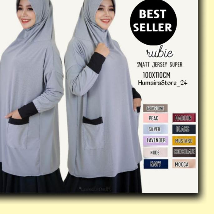 ☺ [HIJAB MUKENA LENGAN SAKU JUMBO BAHAN JERSEY SUPER BEST SELLER]  HIJAB RUBIE - Matt Jersey Super -