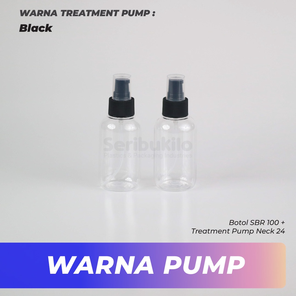 Botol SBR 100 ml  Pump Treatment  Hitam / Botol PET Treatment Pump 100 ml Hitam