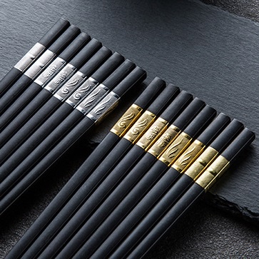 Sumpit Makan Melamin Sepsang 2pcs / Sumpit Hitam Elegan Anti Panas Anti Lengket / Chopsticks