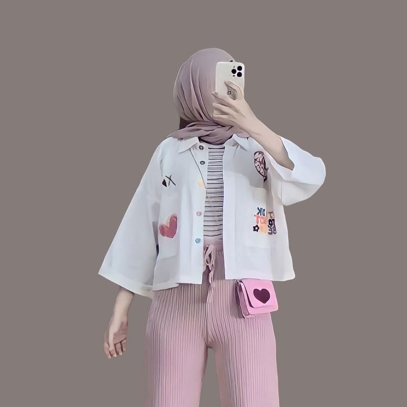 DAISY SHIRT KEMEJA CROP LINEN PRINT