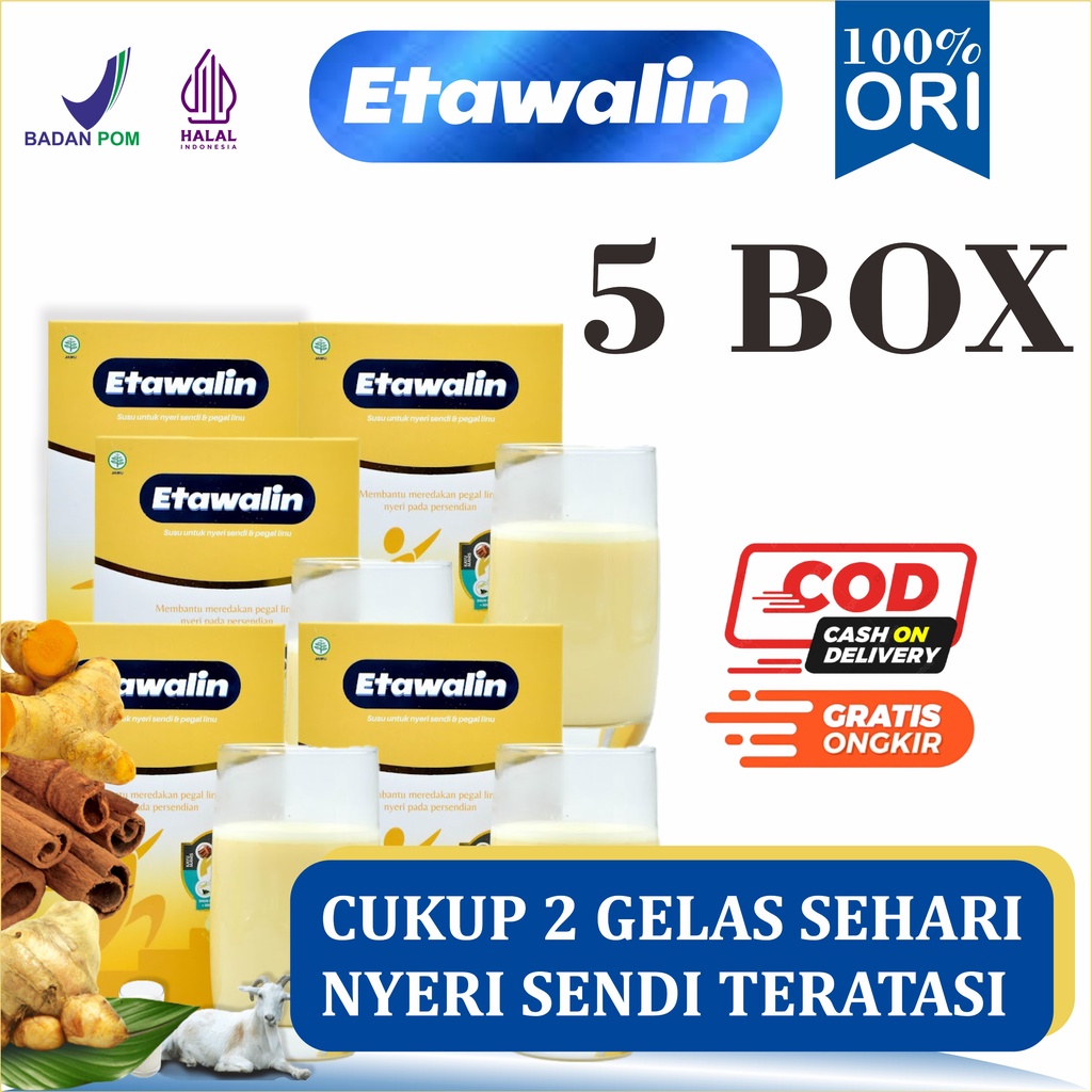 

5 BOX Etawalin 100 Original Susu Kambing Etawa Tingkatkan Kepadatan Kesehatan Tulang Sendi Susu Anti Pengapuran Sendi Asam Urat Rematik Reumatik Nyeri Sendi Cocok Untuk Lansia 200gr