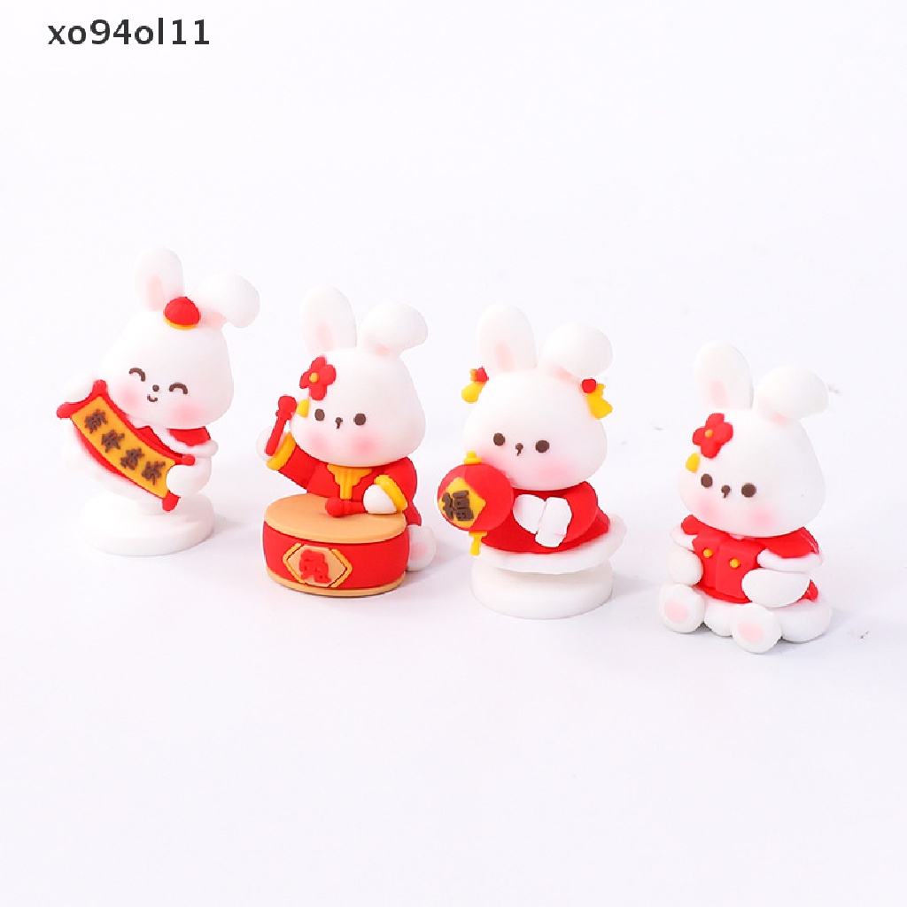 Xo Hiasan Kue Imlek Baking Cake Kelinci Tahun Boneka Ornamen Drum Lentera Topper Kue Tahun Baru Meriah Insert OL