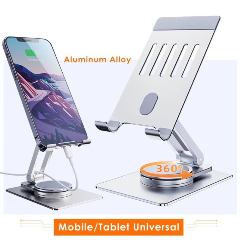 Bracket Meja Paduan Aluminium Smartphone Mount Dapat Dilipat Adjustable Portable Stand Rotation Tablet Support