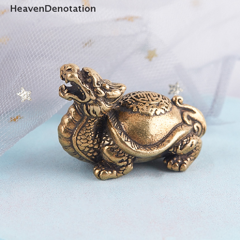 [HeavenDenotation] Retro Kuningan Mythical Beast Dragon Head Turtle Body Figurines Miniatur Tembaga HDV