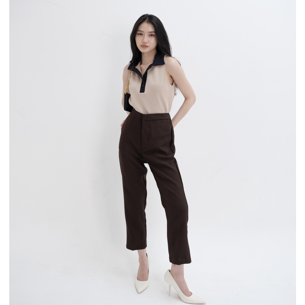 Beige Studio - Nara Pants | Bawahan Celana Panjang High Waist Semi Wool Wanita