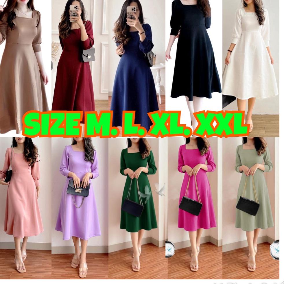 BOOMING DRESS SCUBA IMPORT PREMIUM / DRES VINTAGE POLOS/ Dress viral / Dress kondangan wedding Dress