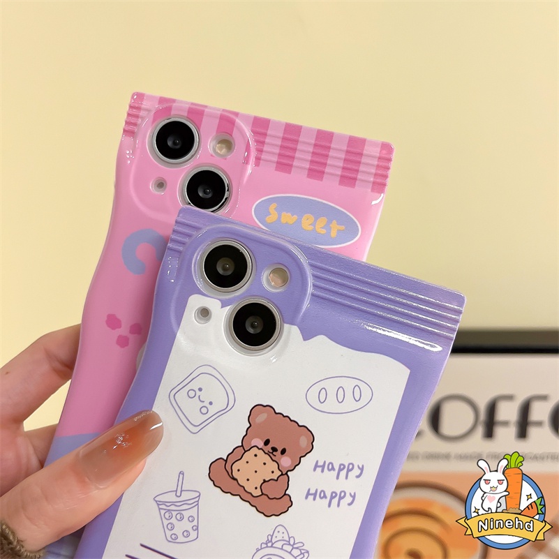 Huawei Y9 Prime 2019 Nova 7i Nova 9 7 SE Pro Y90 Y70 Plus Nova 5T 4e 3i 3e Y7A Y9s P30 Lite P20 Mate 30 Pro Ins Gentle Bear Tas Snack Ponsel Permen Glossy Soft Case Cover Pelindung