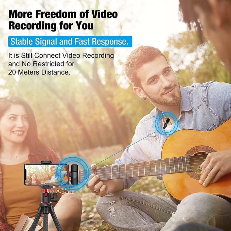 Mic Wireless HP Loudspeaker Receiver Lavalier Microphone Portable Mic untuk Kamera Vlog Youtuber Audio Video Pembuatan Rekaman