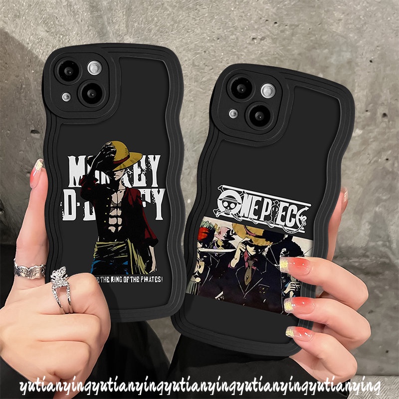 IPHONE Case Kompatibel Untuk Iphone11 6s 6 7 8 Plus Xr14 13 12 Pro Max X XS Max14 Plus SE 2020 Trendi Merek Kartun Luffy One Piece Lembut Tpu Bergelombang Pola Pinggiran Cover Cases