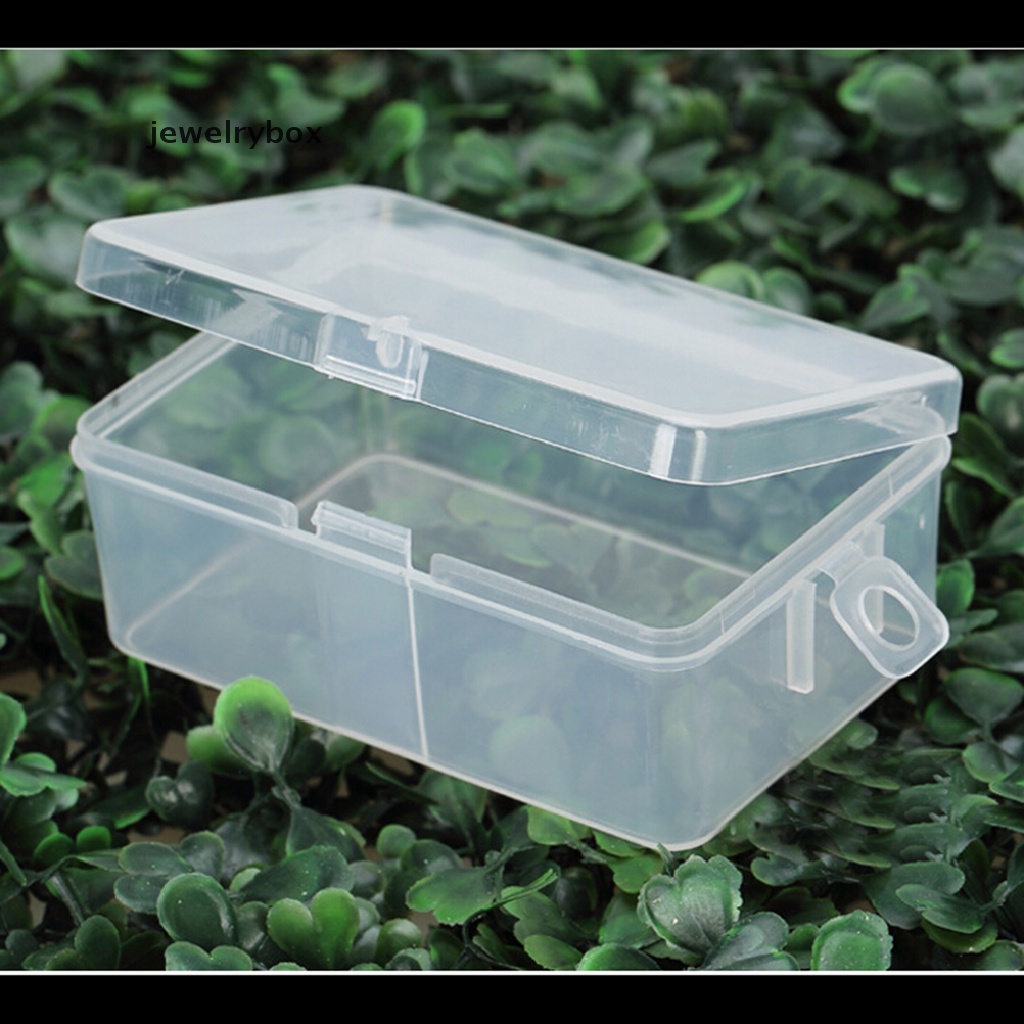 [jewelrybox] Kotak Penyimpanan Transparan Plastik Koleksi Container Case Part Box Dengan Hook Butik