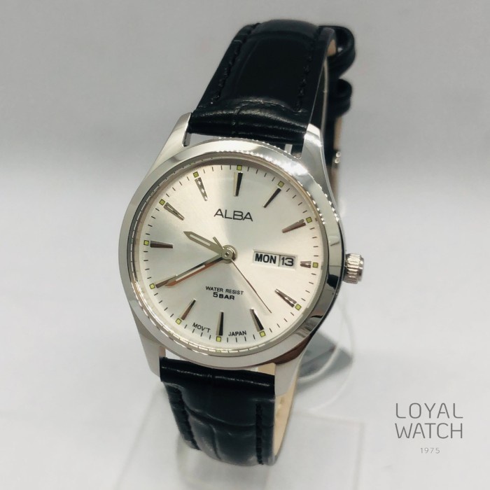 Jam Tangan Alba Pria AN8089 Silver Hitam Original Garansi Resmi