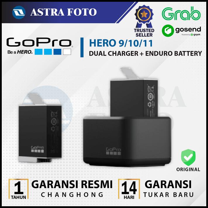 Gopro Dual Charger + Enduro Battery Original Hero 9/10/11 Hero11 Black
