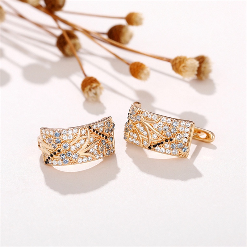 Anting Hoop Warna Emas Berkilau Desain Capung Lucu Minat Khusus Gadis Anting Tindik Telinga Perhiasan Pernyataan