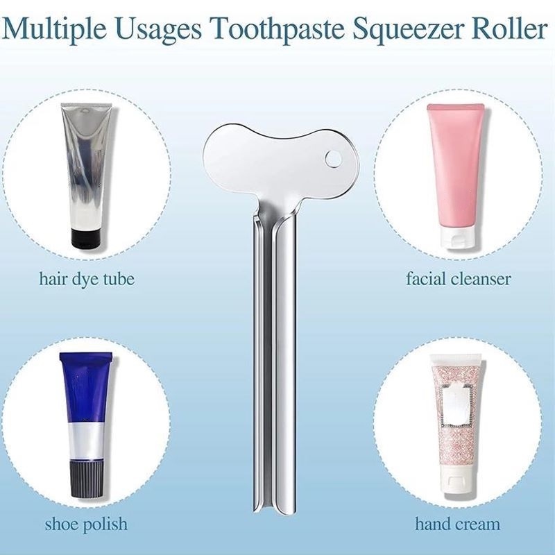 Alat Peras Pasta Gigi Aksesoris Kamar Mandi Toothpaste Squeezer Multifungsi Stainless Steel Kunci Roller Tabung Krim Alat Pemeras Cat