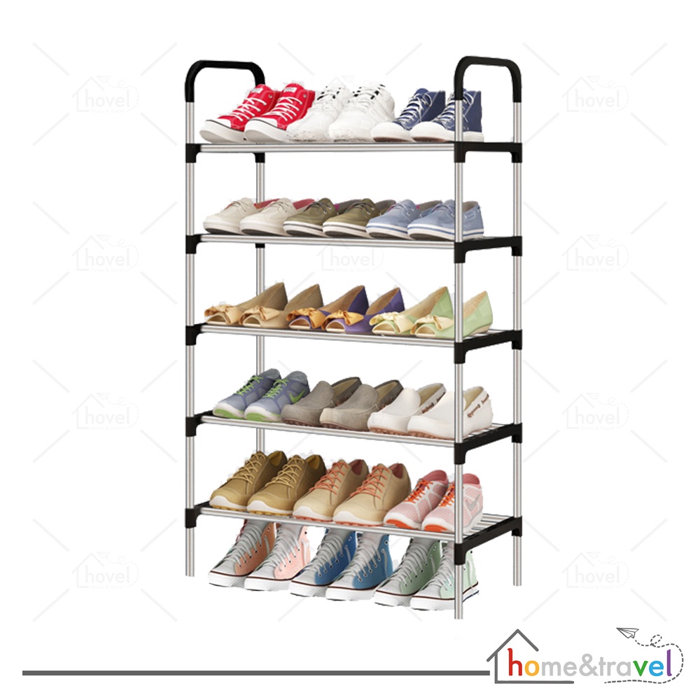 HOVELSHOP Rak Sepatu Portable 5 Tingkat Tempat Penyimpanan Sepatu Sandal Serbaguna