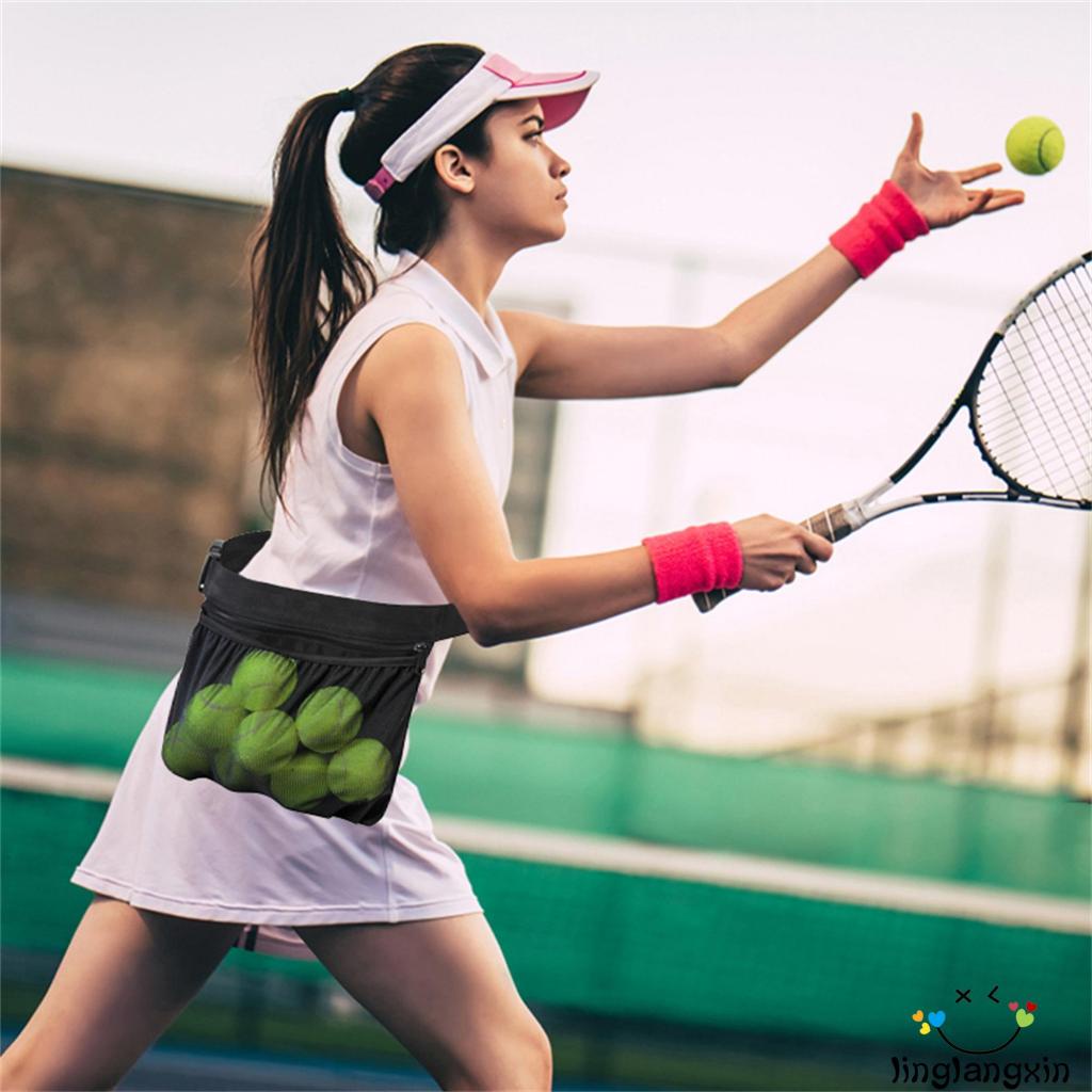 Llx-tennis Tempat Bola, Pickleball Band Pouch Mesh Storage Bag Aksesori Olahraga