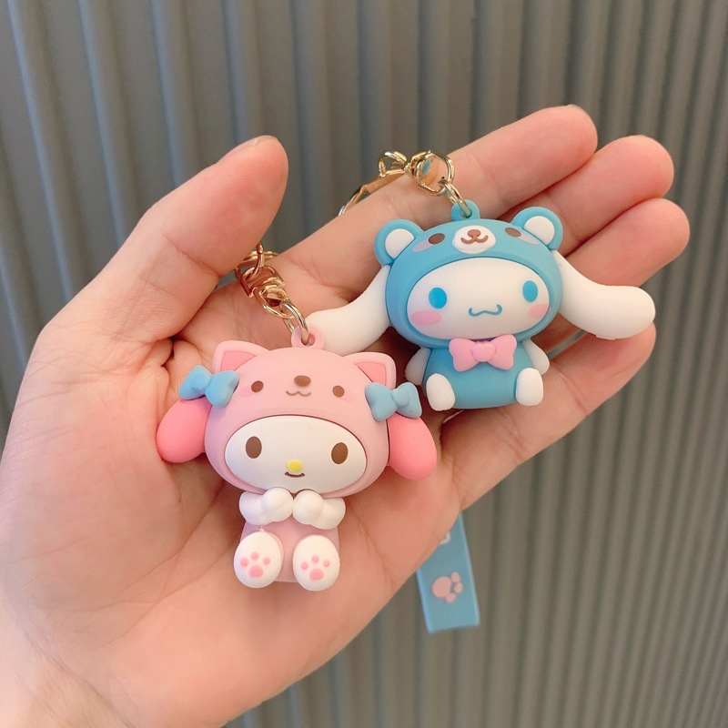 Kawaii Anime Sanrioed My Melody Kuromi Hello kt Lucu Kartun Pasangan Tas Gantungan Kunci Liontin Indah Tas Sekolah Key Buckle Hadiah Kecil