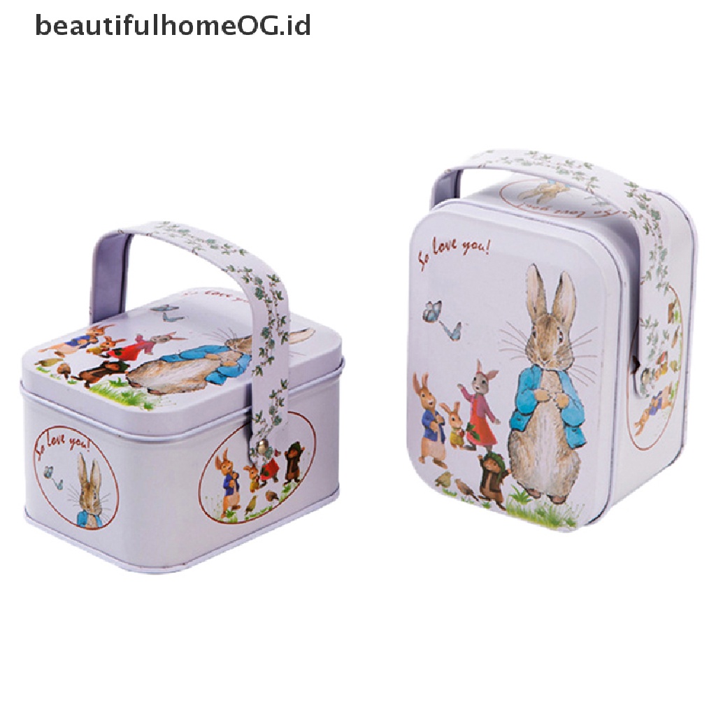 // Beautifulhomeog.id// Vintage Tinplate Little White Rabbit Koper Candy Box Gift Box Storage Bisa **