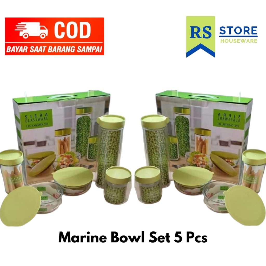 marine bowl set ever green/toples kaca marine mangkok set kaca/bowl marine set 5in1 toples mangkok s
