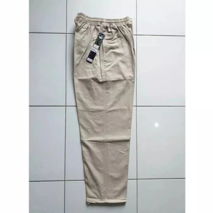 celana jeans pria celana panjang pinggang karet bahan katun jeans pria ukuran lengkap - cream(K8I3) 