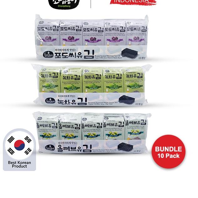 

♝ Choripdong Roasted Seaweed - Rumput Laut Asli Korea 1 Bundle 10 Pack ➫
