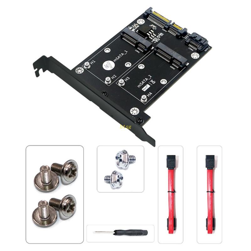 Konverter Adapter Kartu Ekspansi btsg Dual MSATA Ke SATA3 Bracket Tinggi Penuh Untuk HDD