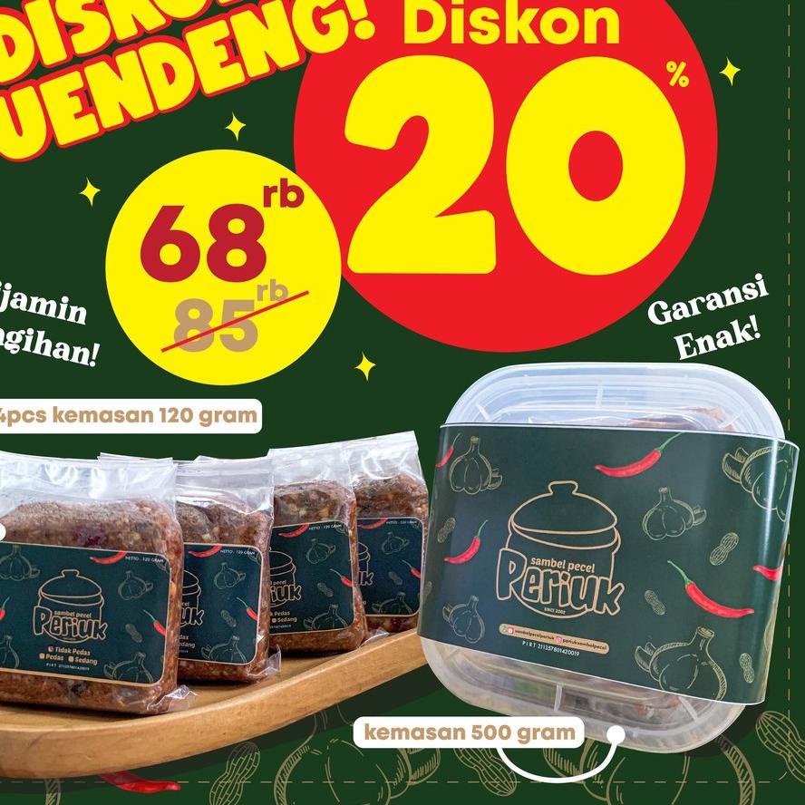 

➸ DISKON GUENDENG 20% SAMBEL BUMBU PECEL PERIUK ☛