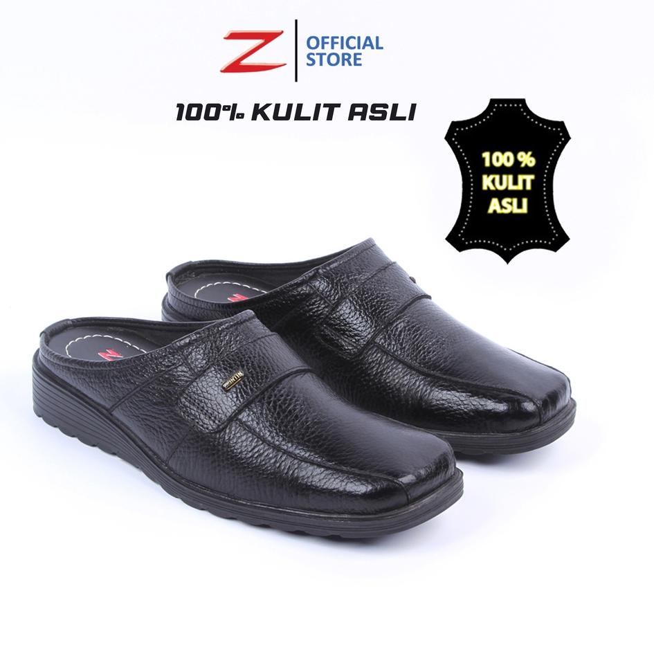 ♨ Zeintin - Sepatu Selop Kulit Pria Zeintin CK 0610 Hitam | Fashion Pria/Sepatu Selop Pria ♬