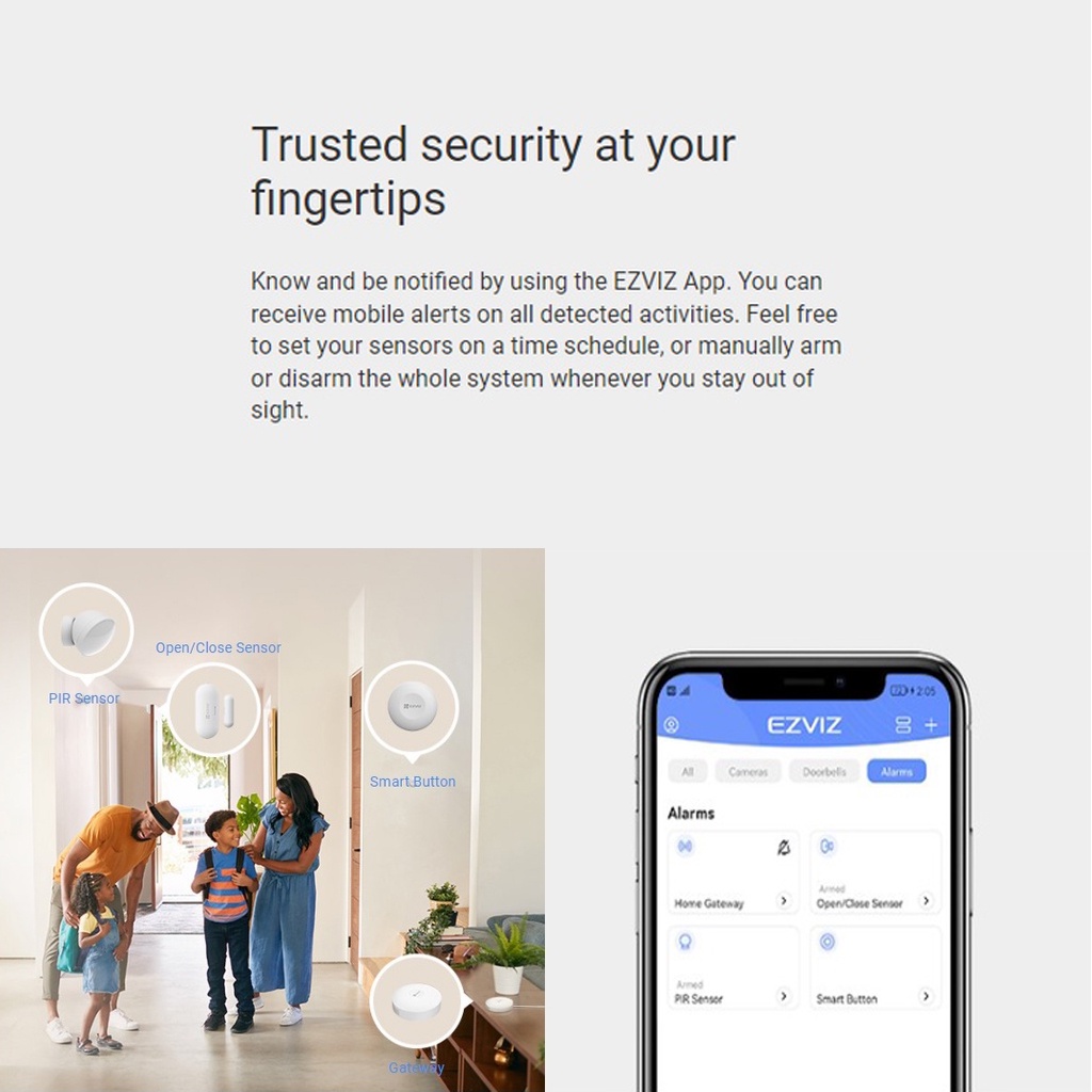 Ezviz CS-B1 4-Piece Wireless Smart Home Alarm Sensor Kit