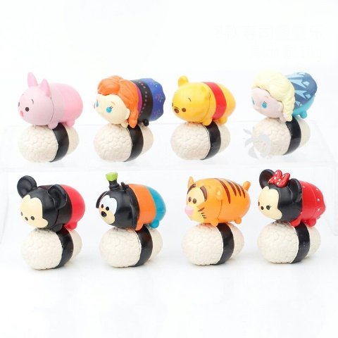 Sumsum Sushi Miki Pooh Frozen Figure Set isi 8 Mainan Pajangan Miniatur Topper FG722
