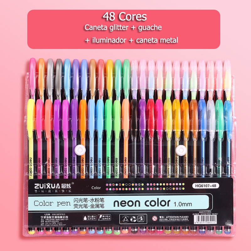 48warna Gel pen Set Glitter Gel pen Untuk Dewasa Buku Mewarnai Jurnal Gambar Doodling Art Spidol Pulpen