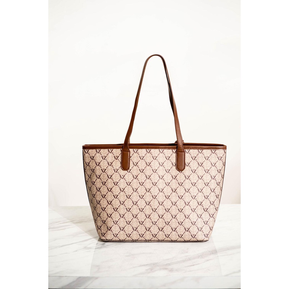 VZ TOTE BAG MONOGRAM PRINTED LEATHER - VIVI ZUBEDI