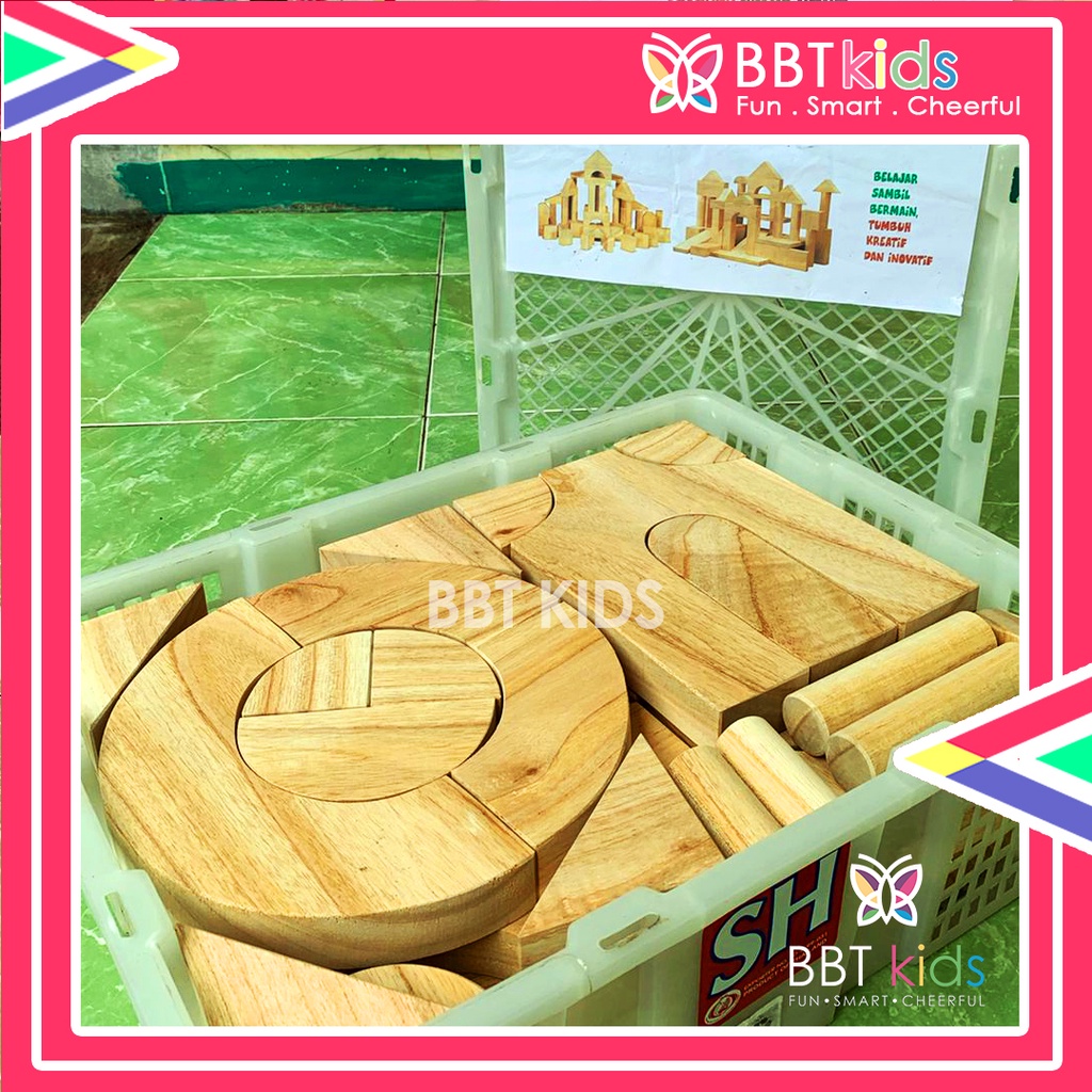 MAINAN BALOK KAYU 100 PCS MINDI NATURAL BLOCKS WOODEN BRICKS BLOCK KREATIF BLOK SUSUN MAINAN EDUKASI ANAK BONGKAR PASANG MAINAN EDUKASI ANAK BUILDING ISI BANYAK