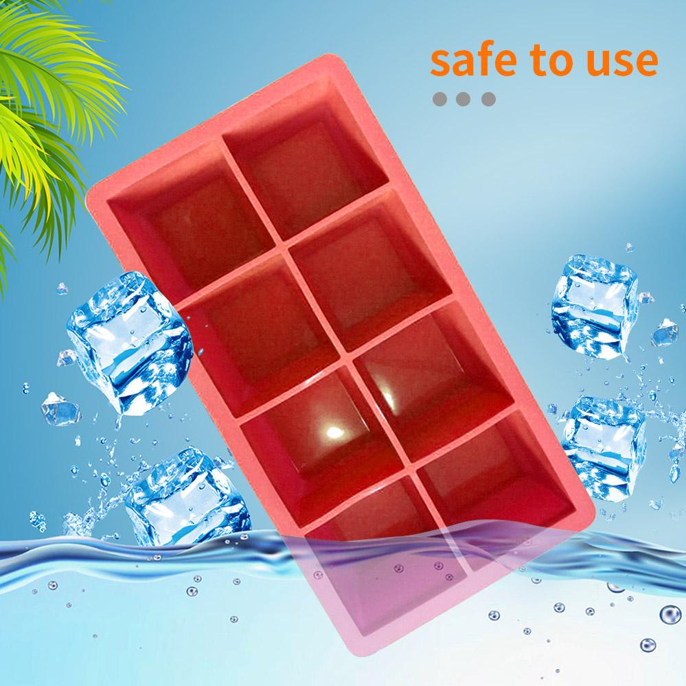 Ice Cube Maker 8-grid Silicone Ice Block Mold Making Tray Untuk Bekal Pub Bar Anggur Merah