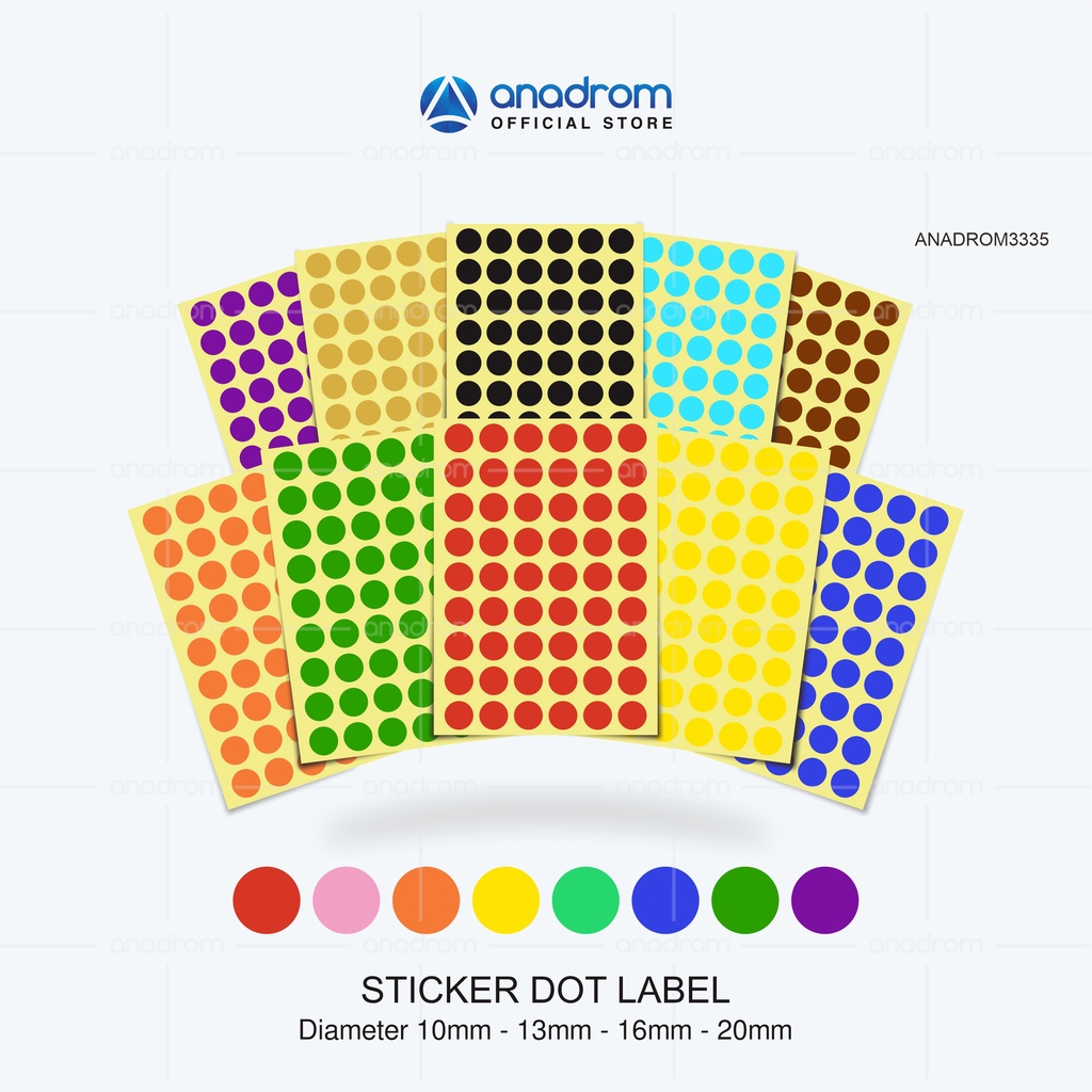 

[202 pcs] Stiker bulat dot Label 1 pack | sticker edukasi anak aktivitas montessori | Anadrom 3335