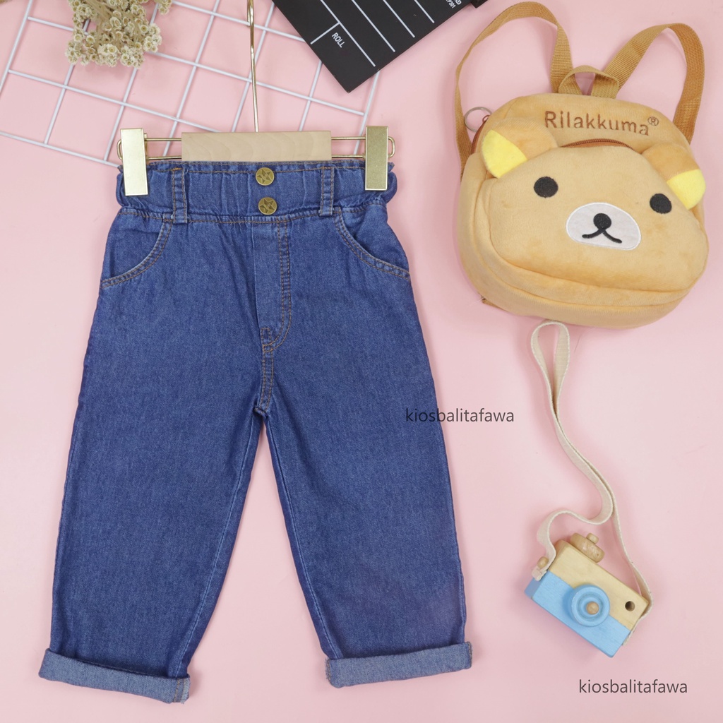 (1-5 Tahun) Anya Denim Highwaits Anak Perempuan / Celana Boyfriend Jeans Celana Panjang Baggy Pants Jins Levis Lepis Gaya Elegant Korea kualitas Import Anak Cewek Babycinnamon