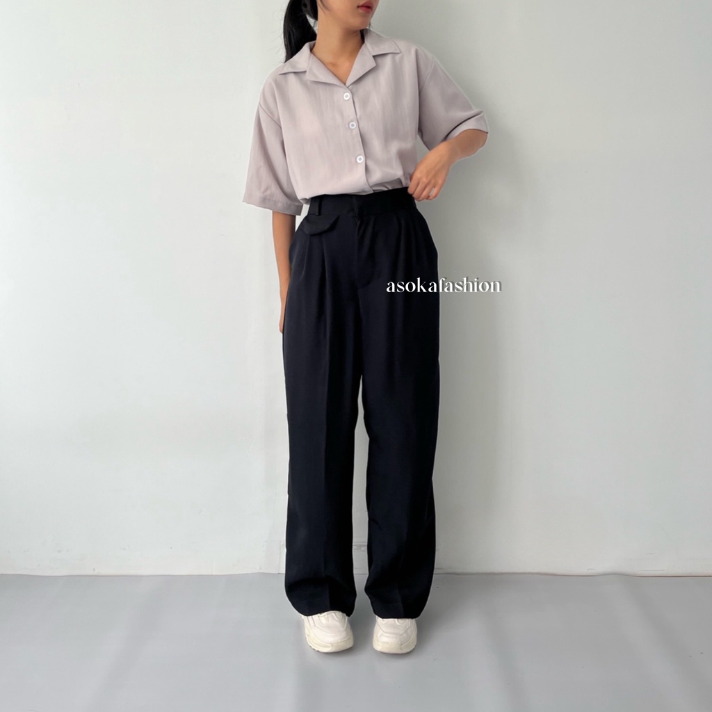 ASOKA Alizee Pants 2168 - Trouser Wanita - Loosepants Highwaist